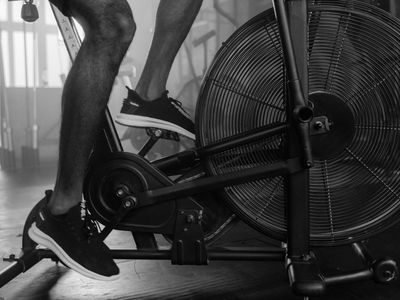 Blurred motion of legs during a cardio exercise.